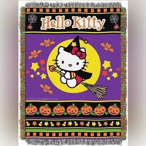 Hello Kitty Halloween Blanket - Purple, Black, and Yellow
